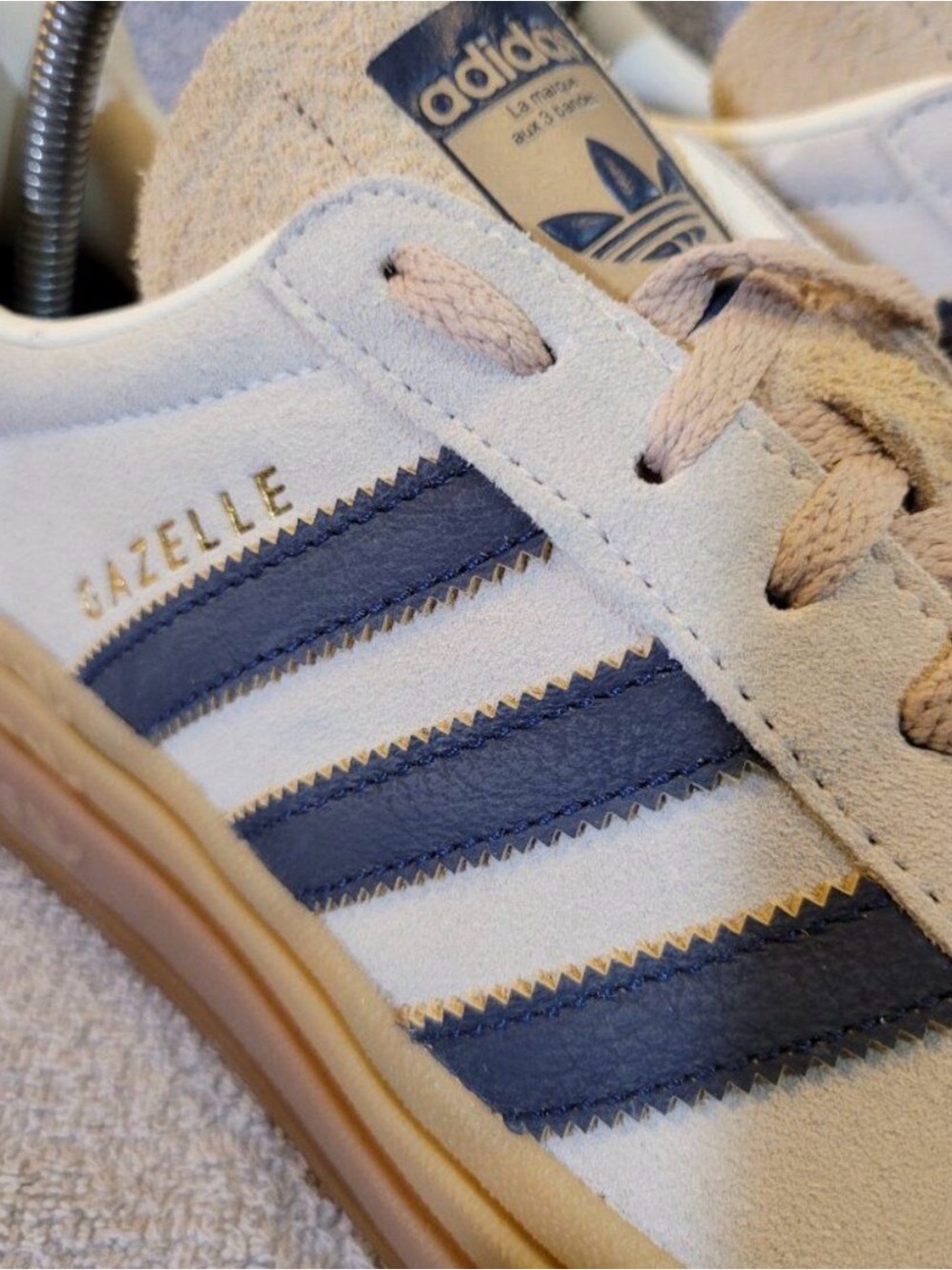 Adidas Gazelle Bold Women's Size 8 Cream Blue Tan Gum Sneakers JQ5126 (#2218)